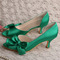 Satynowe buty ślubne motylkowe boczne wydrążone szpilki zielone buty druhny - Strona 1