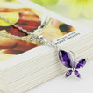 Moda purpurowy inkrustowany diamentem Insect Silver Necklace