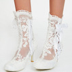Modne damskie botki puste szpilki białe koronkowe buty damskie ślubne buty damskie
