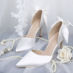 Białe buty ślubne satynowe buty ślubne szpilki modele jesienne i zimowe