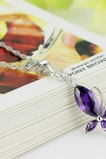 Moda purpurowy inkrustowany diamentem Insect Silver Necklace