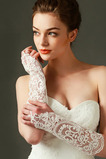 Rękawiczki ślubne z kości słoniowej Dekoracja koronki tkaniny Półprzezroczyste jesień