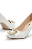 Perłowe szpiczaste buty ślubne na wysokim obcasie białe satynowe buty ślubne