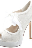 Eleganckie koronkowe szpilki wodoodporne platformy buty damskie satynowe paski bankietowe buty ślubne buty modne