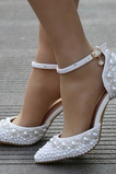 Sandały na obcasie zroszony sandały z kryształu górskiego białe buty ślubne
