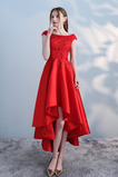Asymetryczny Glamour Rosy ramię Naturalne talii Sukienka koktajlowe