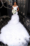 Syrena Organza Zimowe Długi Ograniczona rękawy Sukienka ślubne
