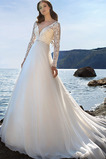 Jesień V-dekolt Plaża Długi rękaw Zabytkowe Sukienka ślubne