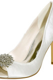 Sandały sztyletowe wodoodporne rhinestone satynowe panny młodej wesele modne buty