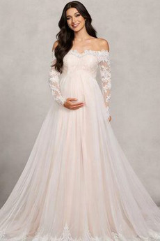 Urlop Macierzyński Imperium talia Koronki Długi Sukienka ślubne