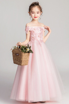 Aplikacje Huśtawka Wielowarstwowe Elegancki Długość kostki Dzieci sukienka
