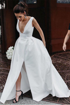 Naturalny talia Szczeliny przedniego Elegancki Sukienka ślubne