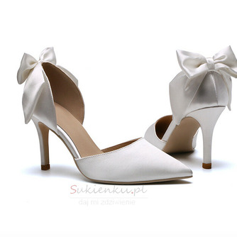 Białe buty ślubne satynowe buty ślubne szpilki modele jesienne i zimowe - Strona 2