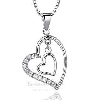 Srebrne w kształcie serca Kobiety Krótkie Naszyjnik diamentowy naszyjnik - Strona 1