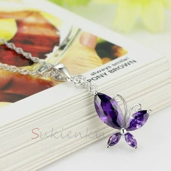 Moda purpurowy inkrustowany diamentem Insect Silver Necklace - Strona 1