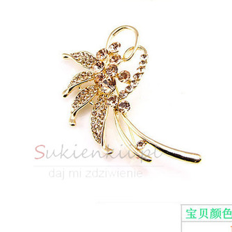 Inkrustowane Diamentowe Leaf Najwyższej jakości Crystal Women Flowers Broszka - Strona 5