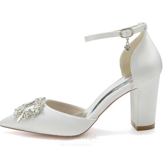Sandały sztyletowe wodoodporne rhinestone satynowe panny młodej wesele modne buty - Strona 3