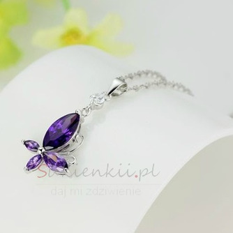 Moda purpurowy inkrustowany diamentem Insect Silver Necklace - Strona 2