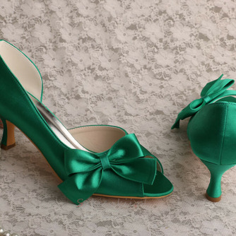 Satynowe buty ślubne motylkowe boczne wydrążone szpilki zielone buty druhny - Strona 2