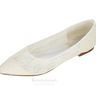 Przezroczyste puste koronkowe eleganckie czółenka bankietowe płaskie buty ślubne damskie - Strona 1