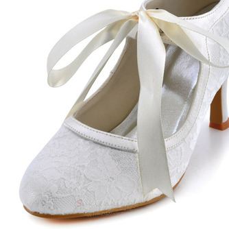 Białe koronkowe buty ślubne plus size szpilki dla druhen - Strona 3