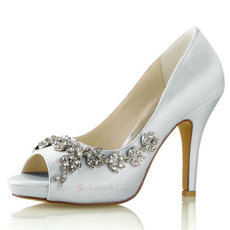 Zapatos de boda para mujer Brillo de boda Cristal con lentejuelas Joyas Tacones de boda Zapatos de novia Diamante de imitación Cristal Tacón alto Tacón de aguja Peep Toe - Strona 13