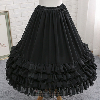 Czarna halka z szyfonu, suknia ślubna długa krynolina, sukienka na studniówkę z szyfonu podkoszulek, spódnica z bufiastymi rękawami, spódnica Lolita midi - Strona 5