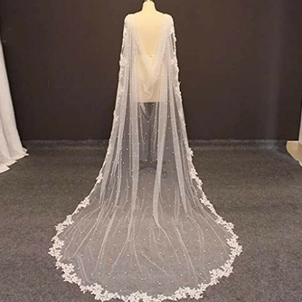 Suknia ślubna dla nowożeńców perłowy szal welon spływowy koronkowy szal - Strona 1