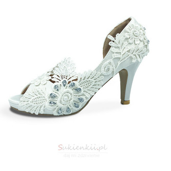 Satynowe buty ślubne w dużym rozmiarze koronkowe szpilki w kwiaty buty ślubne druhna - Strona 3
