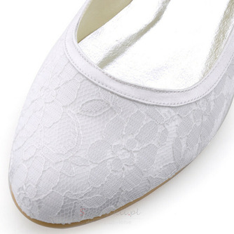 Koronkowe buty ślubne płaskie buty ślubne dla kobiet w ciąży wygodne niskie obcasy - Strona 3