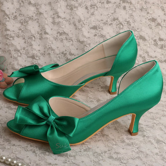Satynowe buty ślubne motylkowe boczne wydrążone szpilki zielone buty druhny - Strona 1