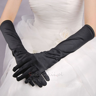 Rękawiczki ślubne Pełny Palec Czarny Satin Elastic Warm Ceremonial - Strona 2