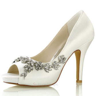 Zapatos de boda para mujer Brillo de boda Cristal con lentejuelas Joyas Tacones de boda Zapatos de novia Diamante de imitación Cristal Tacón alto Tacón de aguja Peep Toe - Strona 12