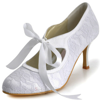 Białe koronkowe buty ślubne plus size szpilki dla druhen - Strona 2