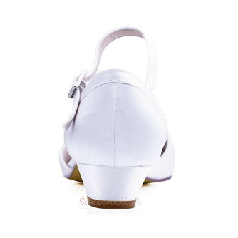 Białe buty ślubne z płytkimi ustami na grubym obcasie proste satynowe szpilki 3CM - Strona 4
