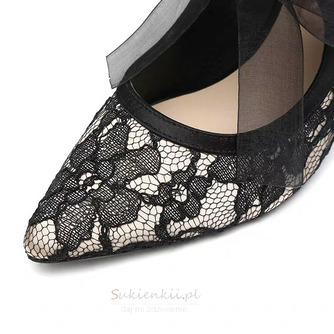 Czarne koronkowe buty ślubne szpilki z kokardą w szpic - Strona 3
