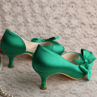 Satynowe buty ślubne motylkowe boczne wydrążone szpilki zielone buty druhny - Strona 3