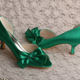 Satynowe buty ślubne motylkowe boczne wydrążone szpilki zielone buty druhny - Strona 4