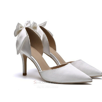 Białe buty ślubne satynowe buty ślubne szpilki modele jesienne i zimowe - Strona 5