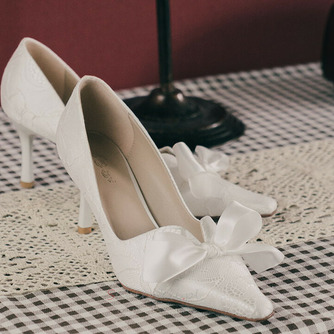Szpiczaste pojedyncze buty białe koronkowe buty dla druhny ślubne buty ślubne - Strona 4