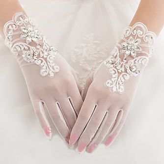 Rękawiczki ślubne Białe Krótkie Lato Pełne Pełne palce Odpowiednie - Strona 1