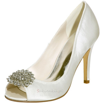 Sandały sztyletowe wodoodporne rhinestone satynowe panny młodej wesele modne buty - Strona 1