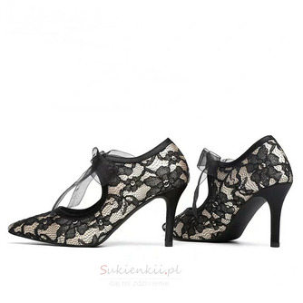 Czarne koronkowe buty ślubne szpilki z kokardą w szpic - Strona 2