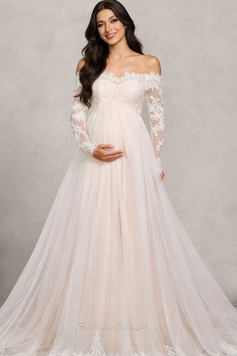 Urlop Macierzyński Imperium talia Koronki Długi Sukienka ślubne - Strona 1