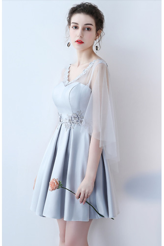 Sznurowane Linia A Glamour Średni Satyna Sukienka dla Druhen - Strona 7