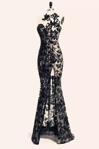 Długi Koronki Przodu Split Średni Seksowny Sukienka na studniówkę - Strona 3