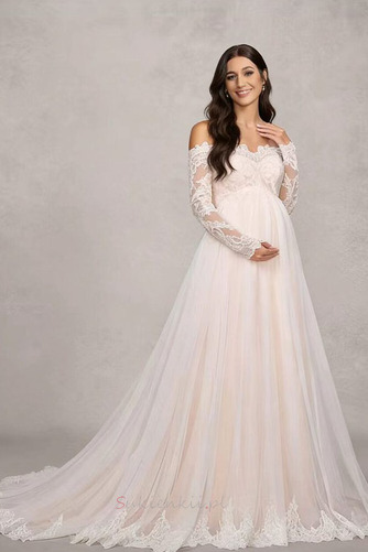 Urlop Macierzyński Imperium talia Koronki Długi Sukienka ślubne - Strona 3