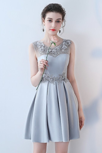 Sznurowane Linia A Glamour Średni Satyna Sukienka dla Druhen - Strona 3