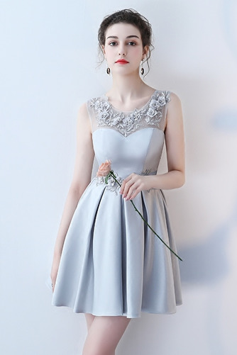 Sznurowane Linia A Glamour Średni Satyna Sukienka dla Druhen - Strona 2