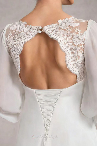 Długi rękaw Imperium talia Latem Elegancki Szyfon Sukienka ślubne - Strona 5